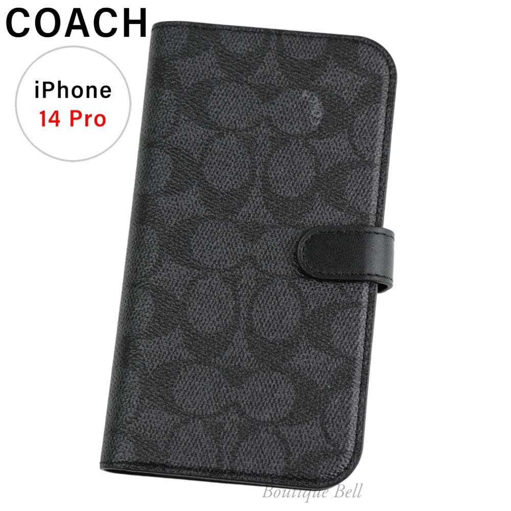【コーチ】SIG チャコール iPhone14Pro 手帳型ケース