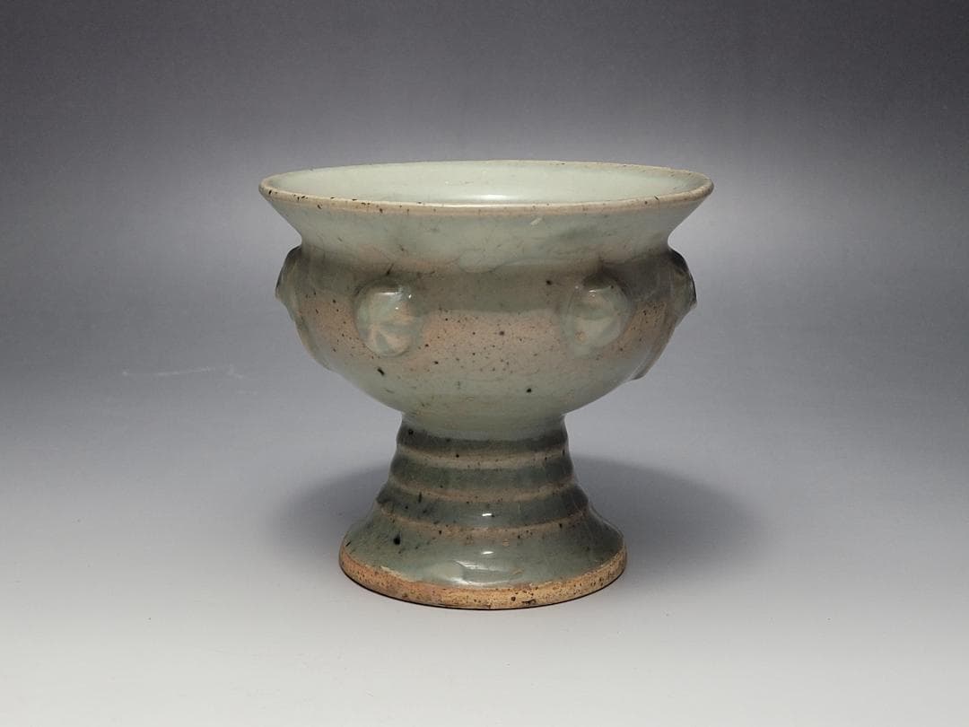 青磁 神獣装飾 香炉 元明時代 幅約11.9cm