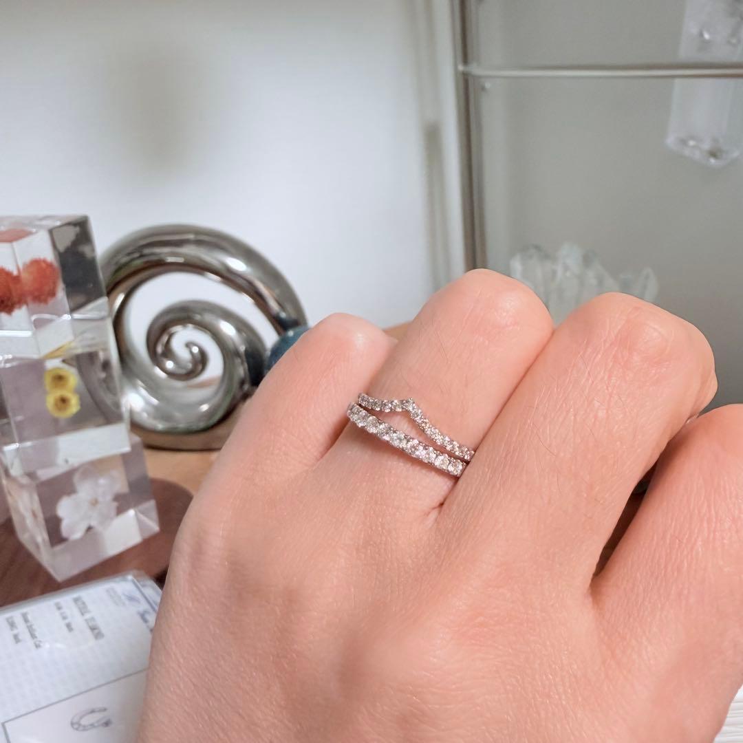 新品同様！ V字 ダイヤモンドリング D0.20ct Pt900