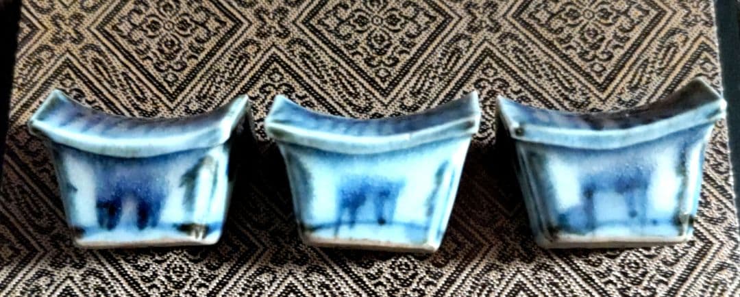 富本憲吉自作 染付家形箸置 10個組 大正13（1924）年作