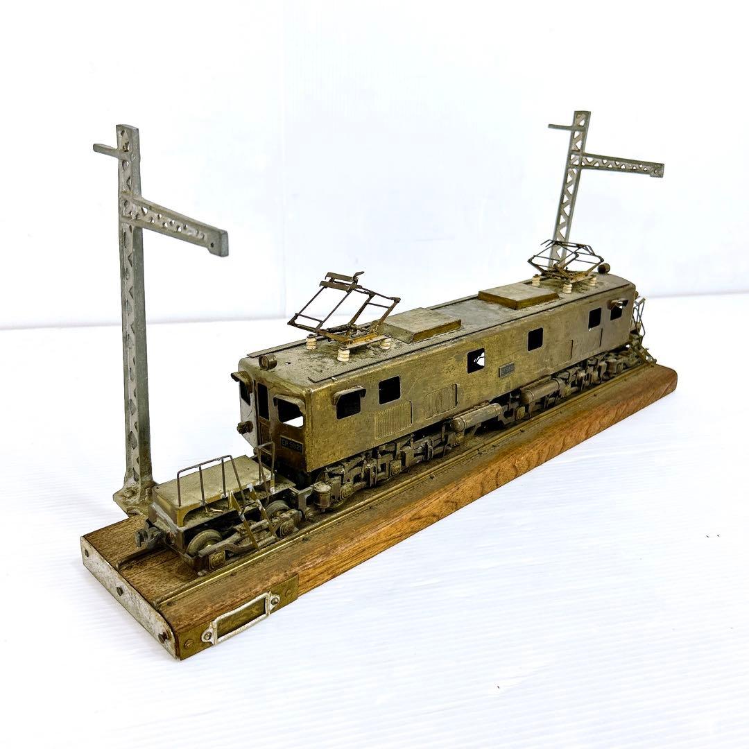 【希少】国鉄EF58 21号機 電気機関車模型／金属製・展示台＆架線柱付き