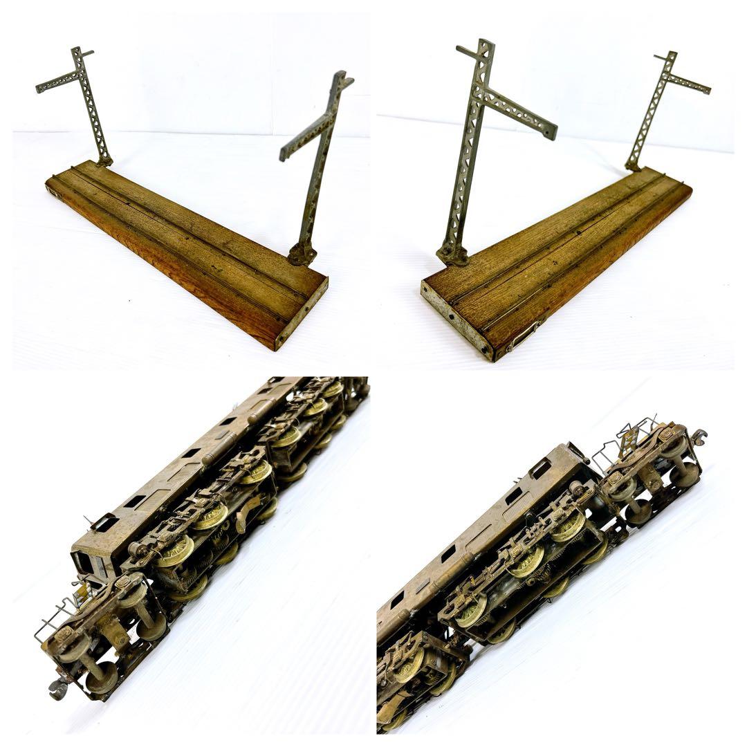 【希少】国鉄EF58 21号機 電気機関車模型／金属製・展示台＆架線柱付き