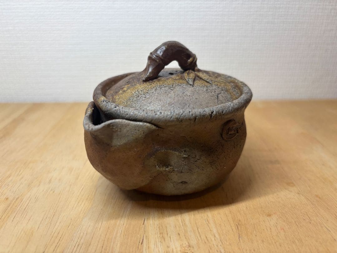 ㊶備前焼 宝瓶 登り窯 竹 たけ タケ 手びねり 急須