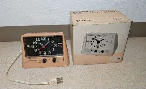 ナショナルNational 電気時計 スペースエイジ昭和レトロ赤針未使用丸み
