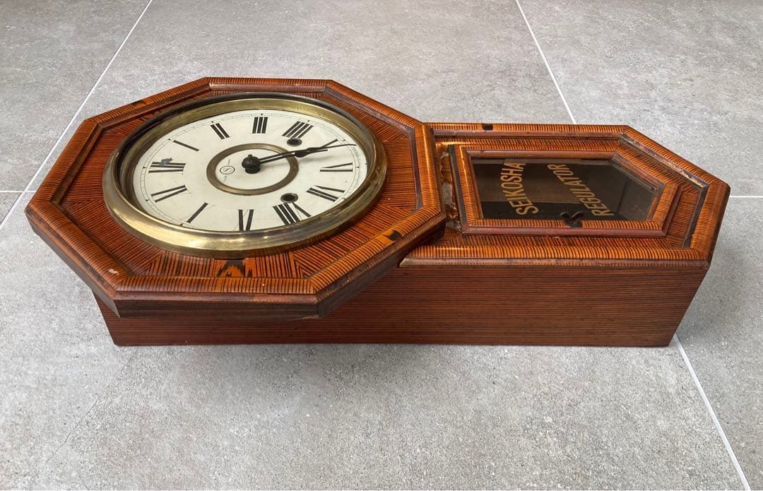 SEIKOSHA 精工舎 掛時計　アンティーク　かわいい　八角形　整備済　金縁