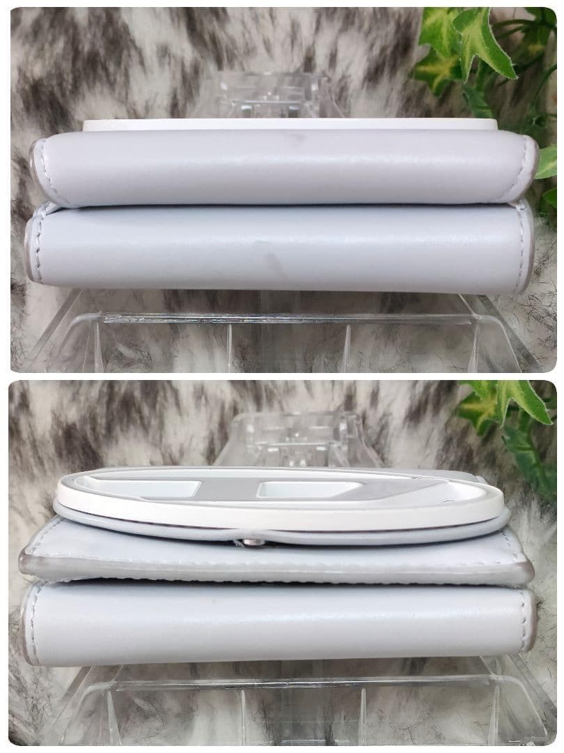 ディーゼル 三つ折り財布 Dロゴ ライトブルー DIESEL 財布 ビックロゴ白