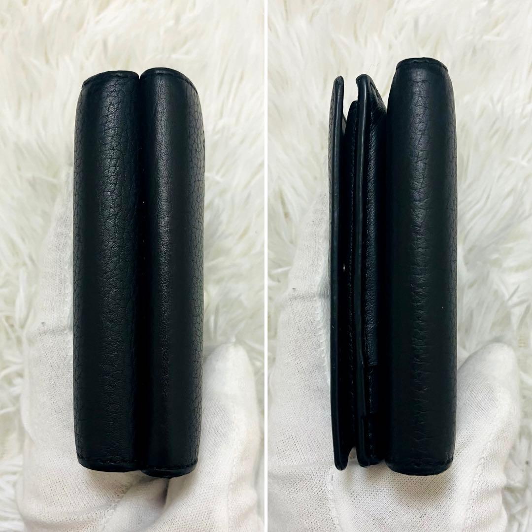極美✨付属完備✨ロエベ 三つ折り財布 トライフォールド レザー ブラック 現行