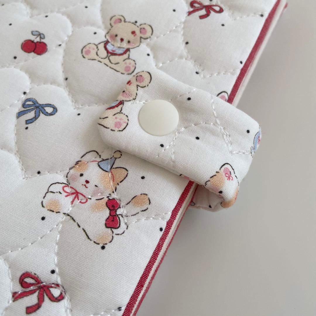 早い者勝ち　韓国　貯金　バインダー　カバー　リフィル　猫　赤ボーダー