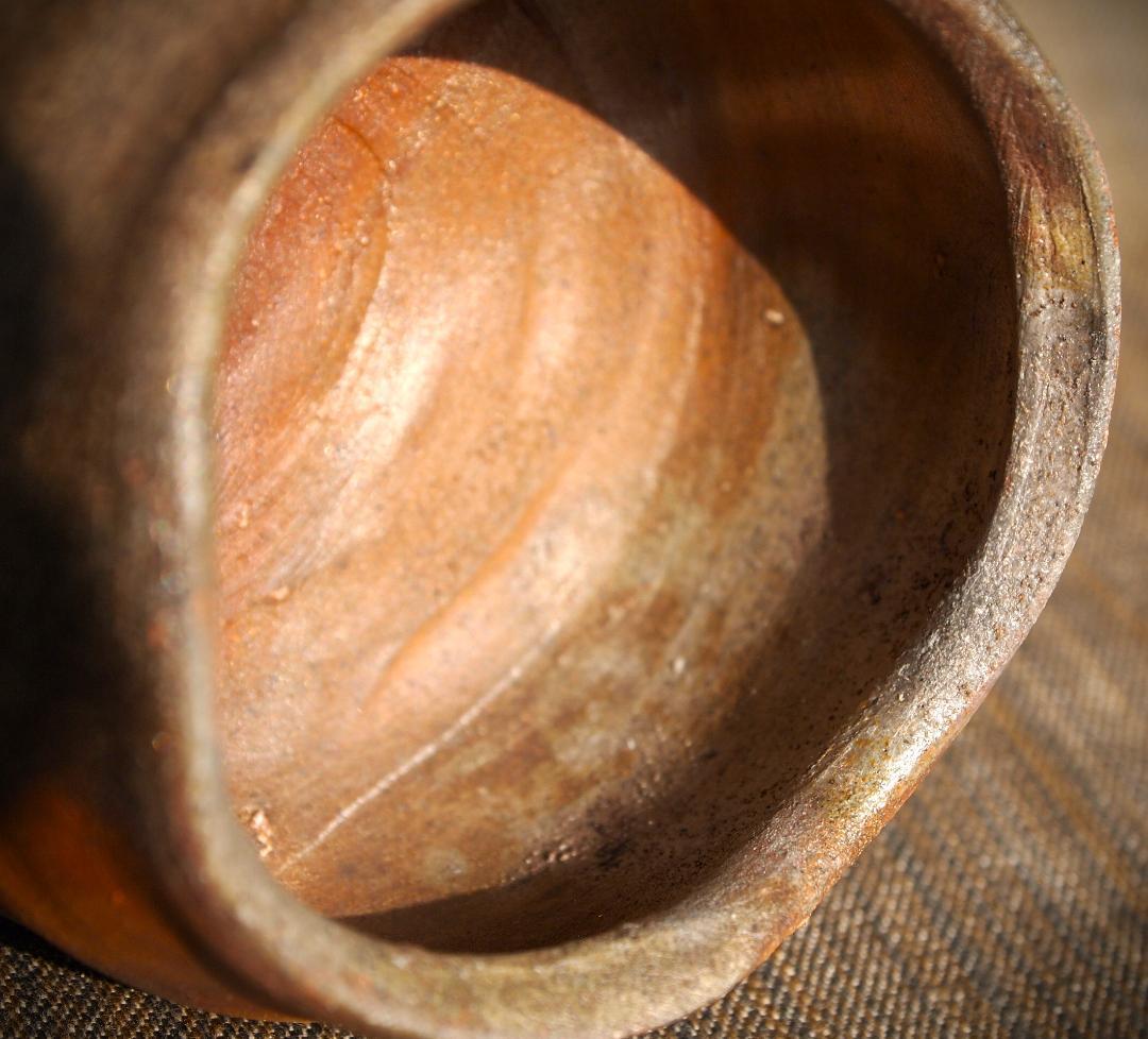 人気作家★中村和樹【師：中村真・中村六郎】★備前【窯変】ぐいのみA★共箱・布