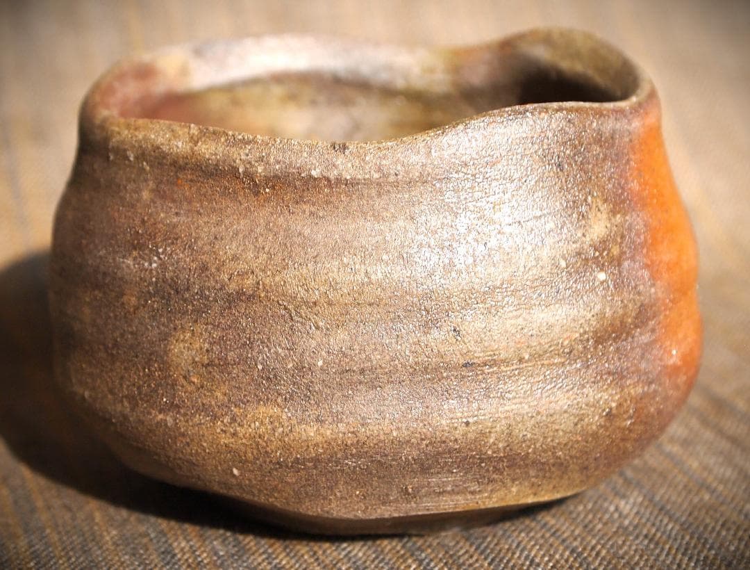 人気作家★中村和樹【師：中村真・中村六郎】★備前【窯変】ぐいのみA★共箱・布