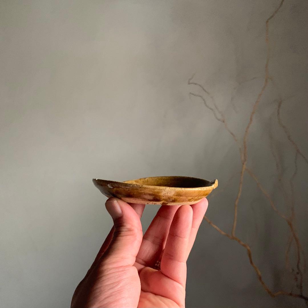 美濃 飴釉 平盃 小皿 No.2 古美術 古道具 アンティーク 美濃古窯