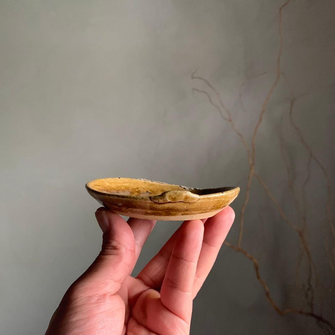 美濃 飴釉 平盃 小皿 No.2 古美術 古道具 アンティーク 美濃古窯