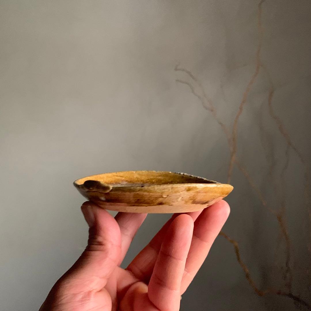 美濃 飴釉 平盃 小皿 No.2 古美術 古道具 アンティーク 美濃古窯