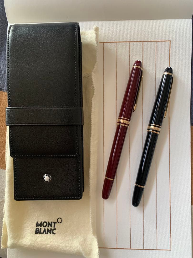 【極美品】モンブラン 万年筆 NO.144 2本セット レザーペンケース付き