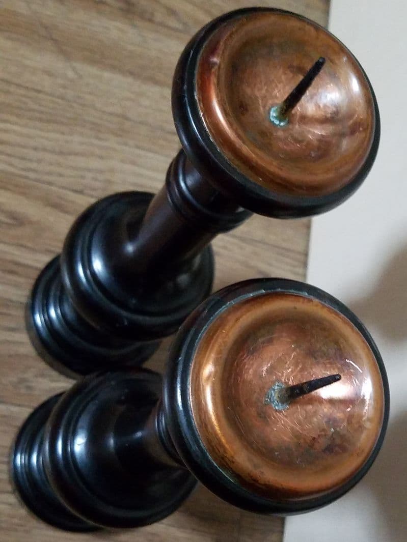 仏具 燭台 黒色 2脚セット