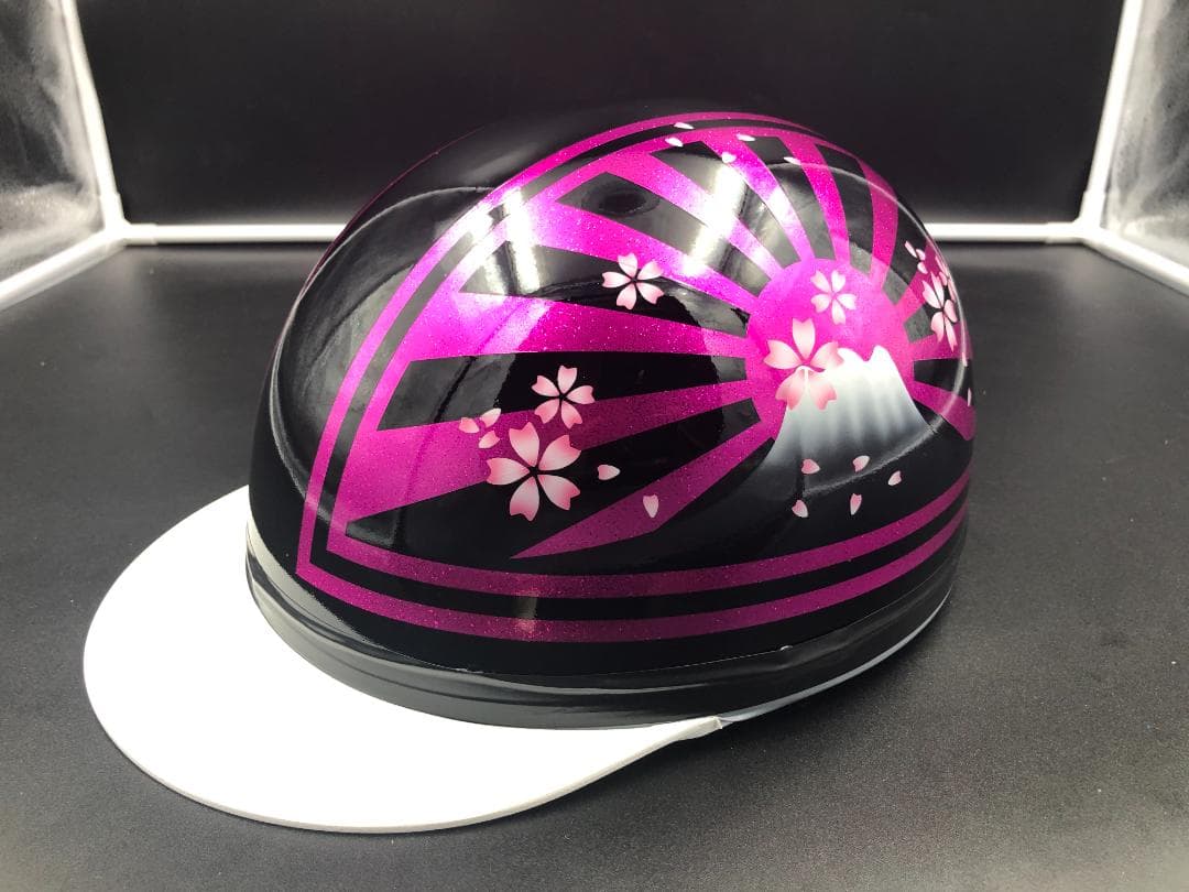 コルク半　カスタム　富士日章　三つボタン　ブラックピンク　ラメ　桜　高級クリヤ