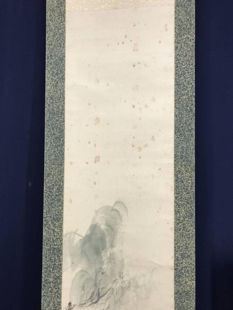 【真作】富田渓山/船に人物図/入舟図/掛軸/名家伝来/AD-921