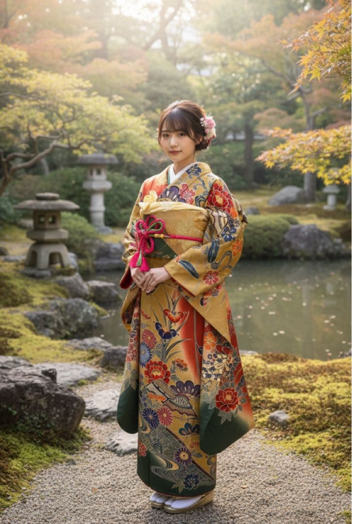 大特価SALE中◉高級振袖フルセット 【9点セット】落款あり作家品草花 染め分け