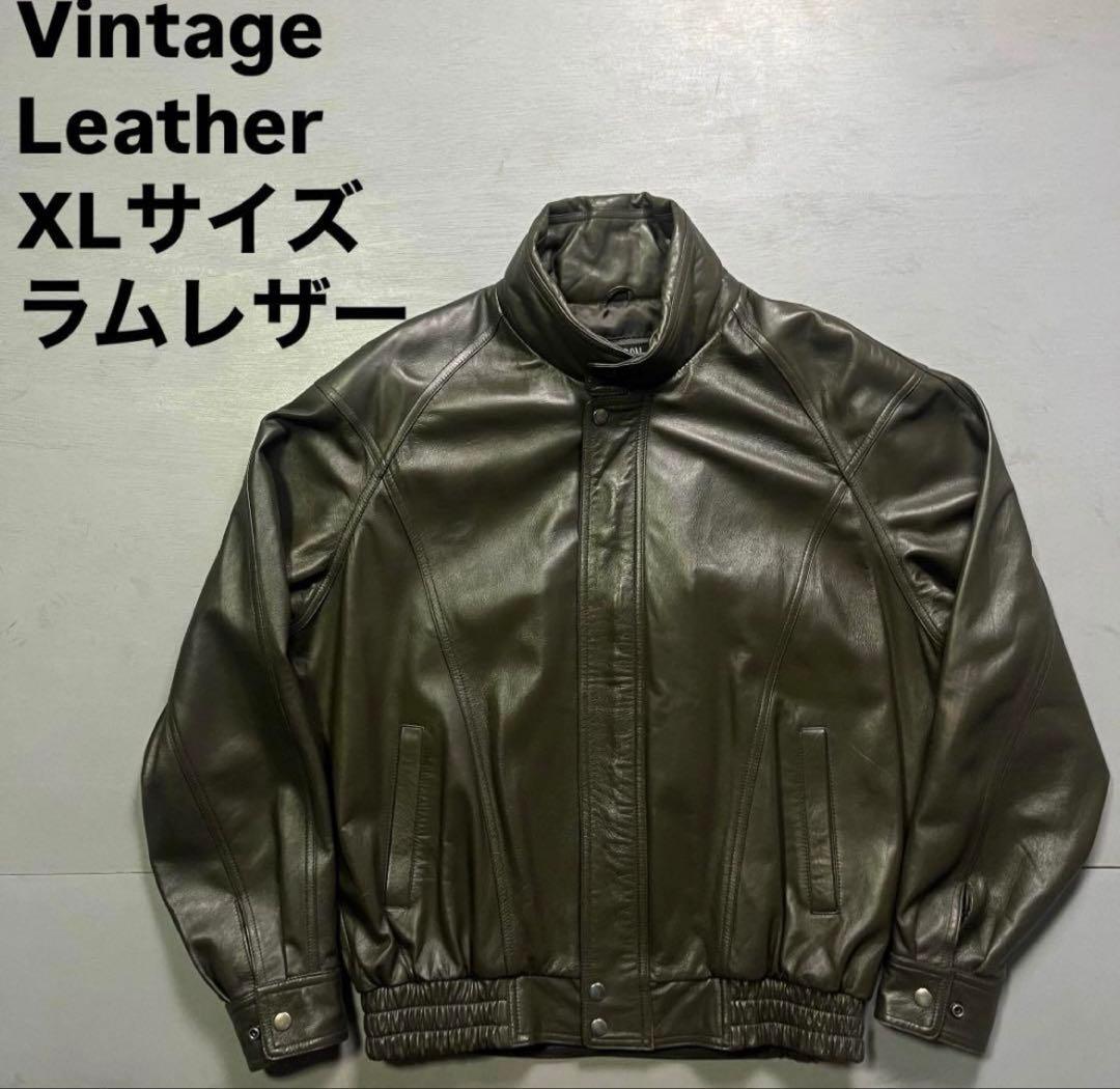 美品✨　レザーボンバージャケット　ラムレザー　オールレザー　ショート丈　XL