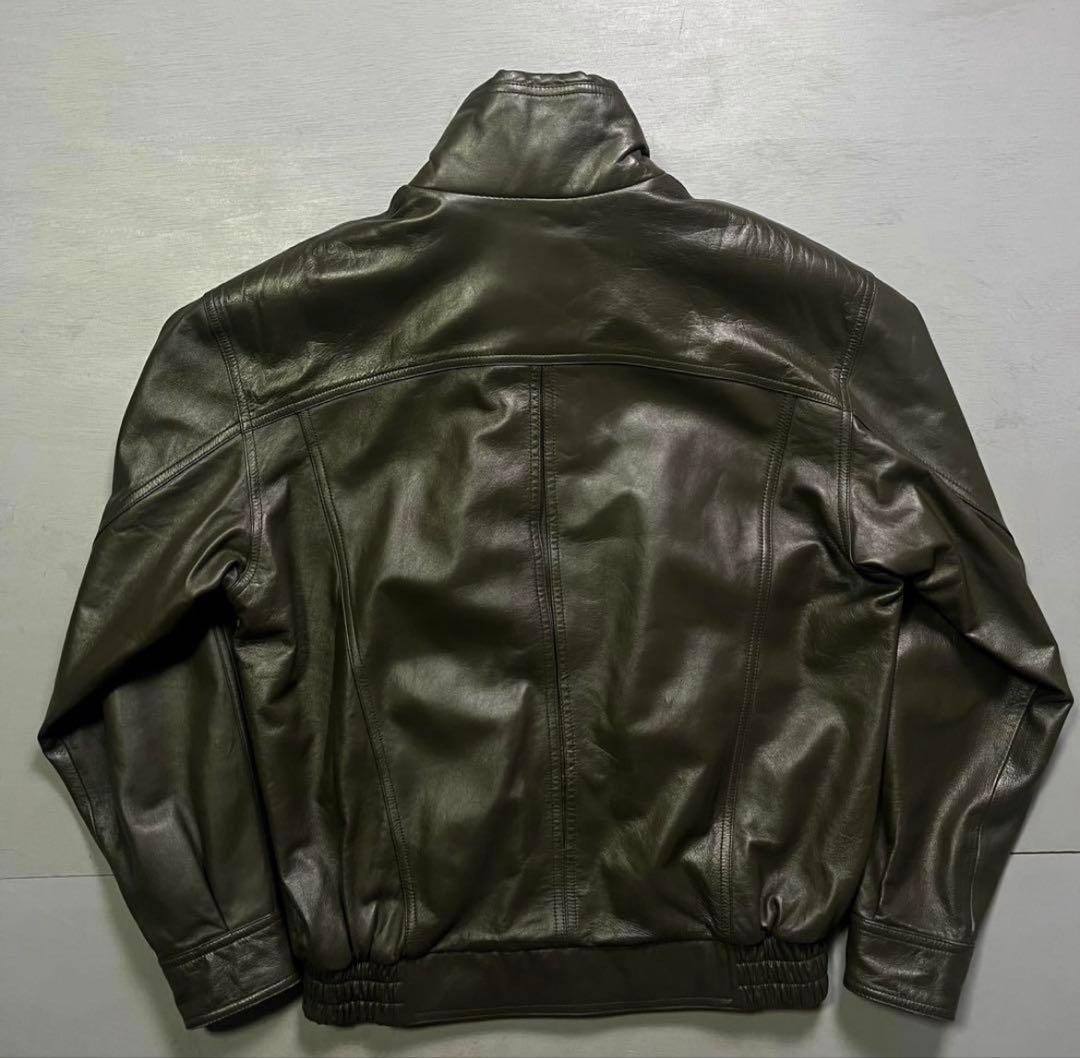 美品✨　レザーボンバージャケット　ラムレザー　オールレザー　ショート丈　XL