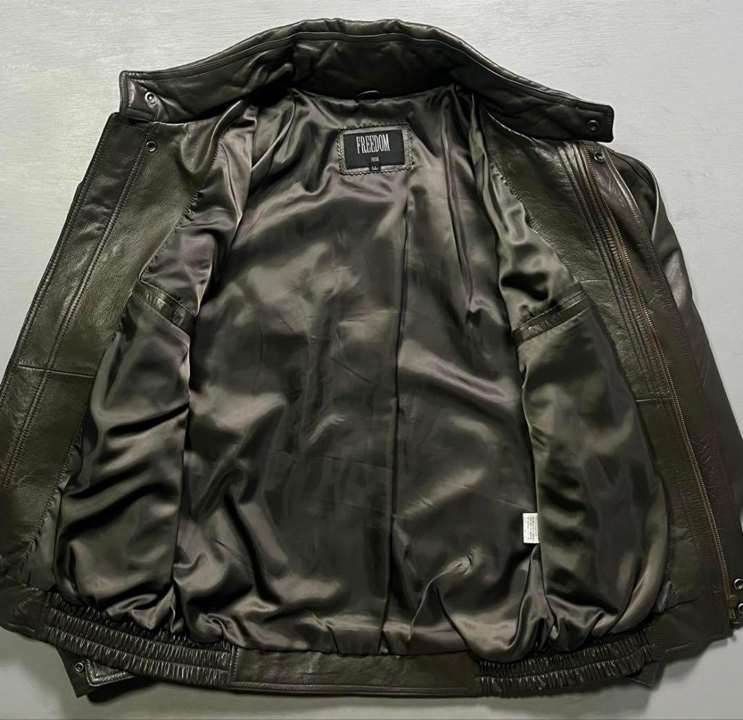 美品✨　レザーボンバージャケット　ラムレザー　オールレザー　ショート丈　XL