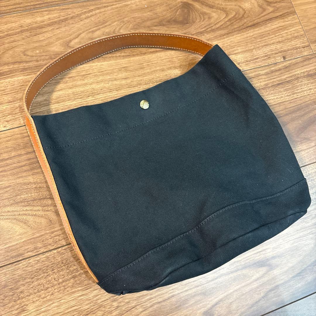 【美品】IL BISONTE イルビゾンテ キャンパス×レザー ハンドバッグ