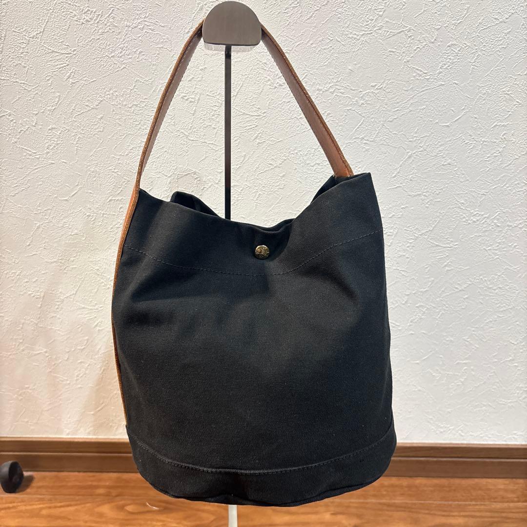 【美品】IL BISONTE イルビゾンテ キャンパス×レザー ハンドバッグ