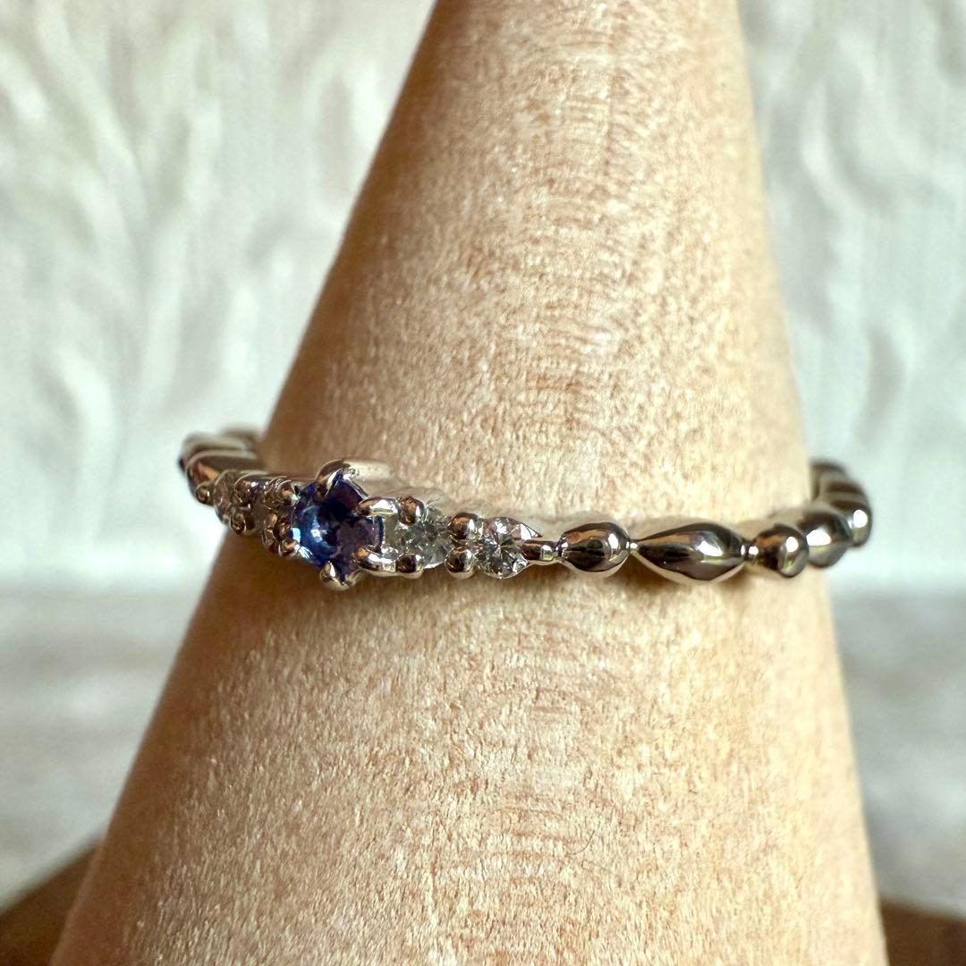 【鑑別カード付】ベニトアイト ダイヤモンド プラチナ リング 天然石 約9号