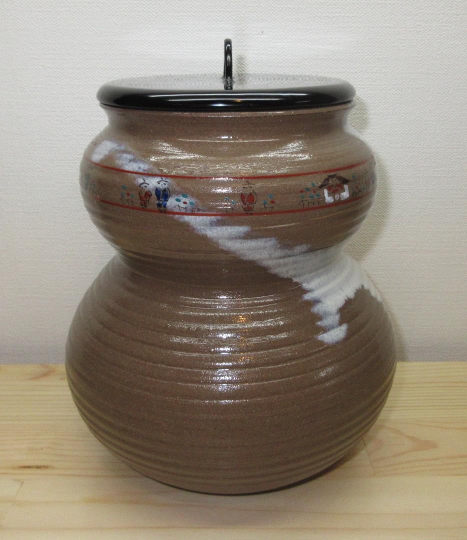 送料込【逢絢亭】茶道具 水指 赤膚焼 瓢形 奈良絵水指 大塩昭山 共箱入り
