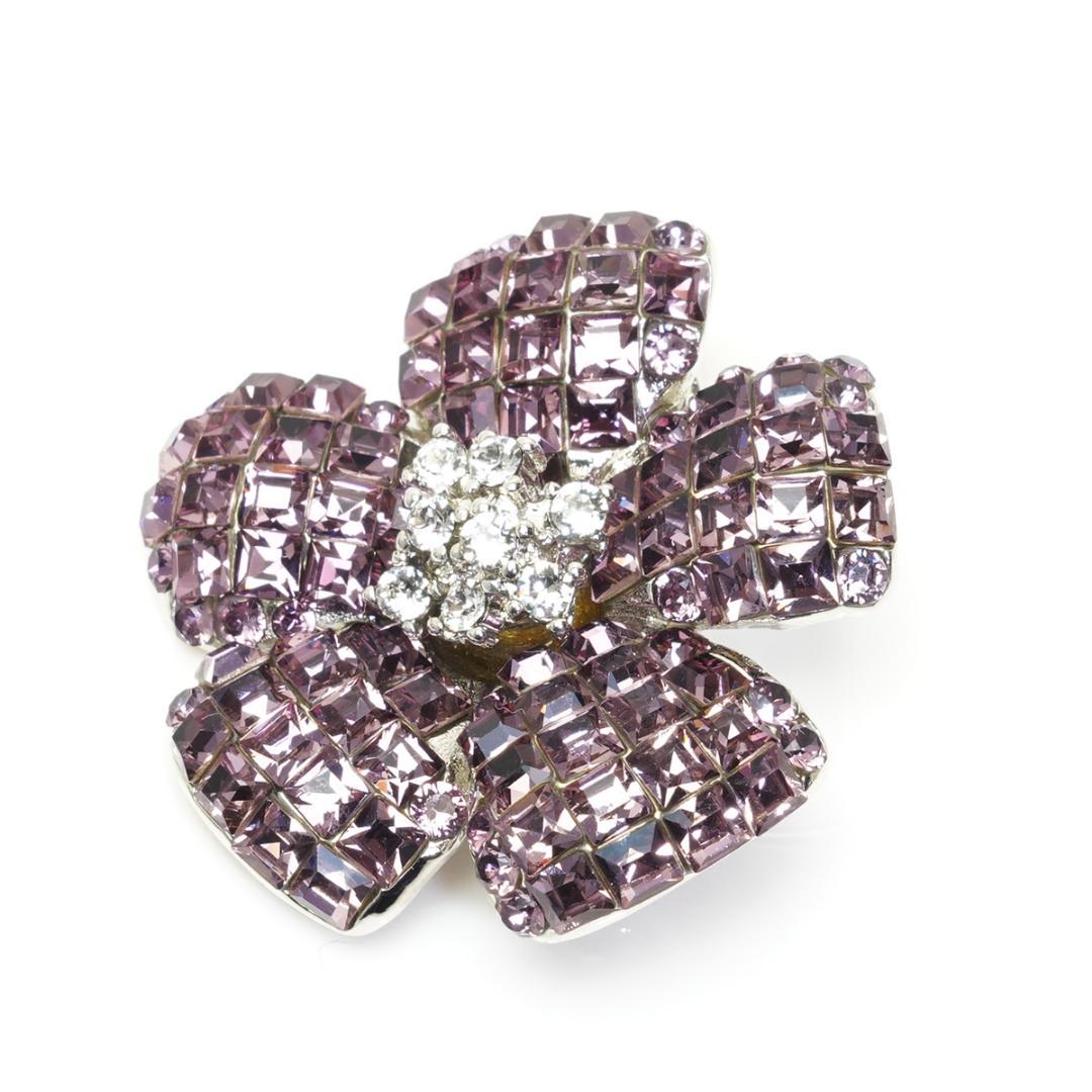 美品 フォクシー フラワー ブローチ パープル 紫 ピンク FOXEY