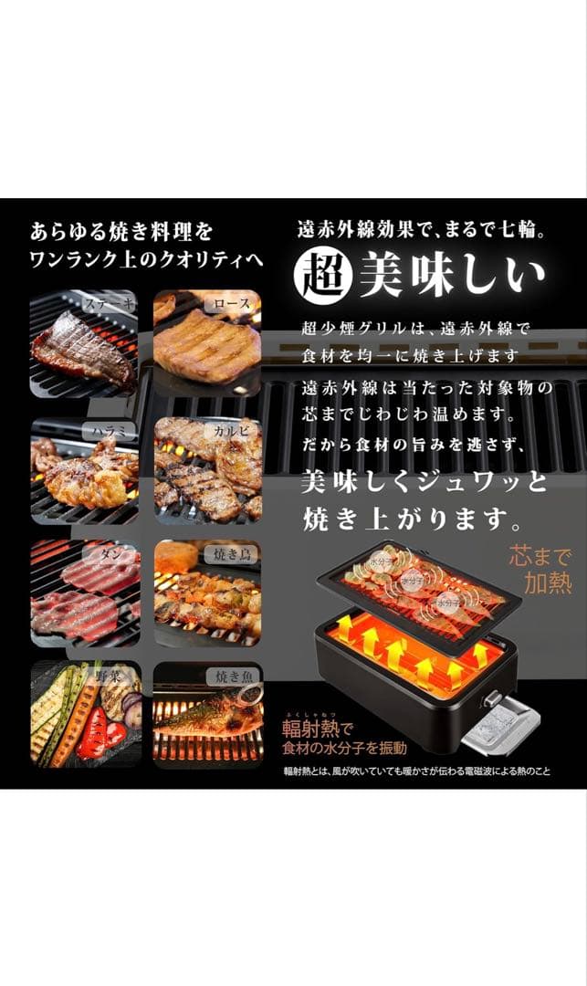 GLAMP SG-01 ブラック 超少煙グリル　別売りシリコーンマット付