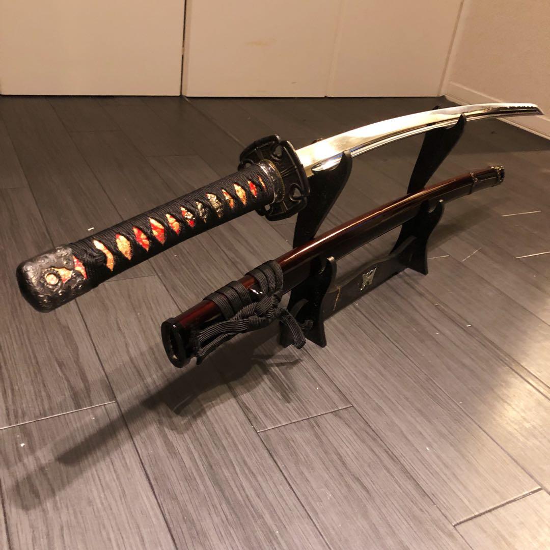 高級居合刀　高級模造刀　樋入刀身　朱拵え　合金刀身