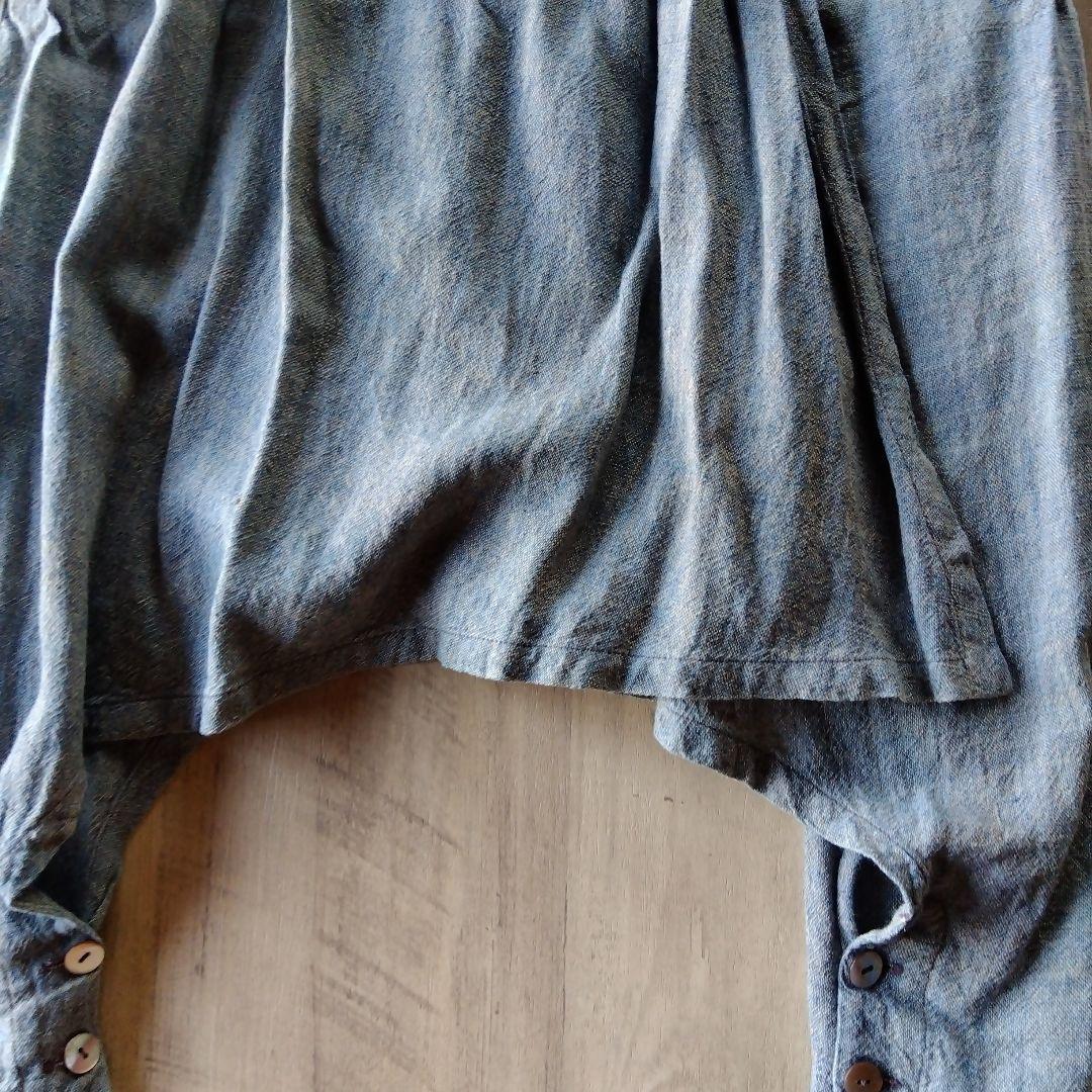 うさとの服　モモンガパンツ　巻きスカート付き　藍染　綿麻　ヘンプ　usaato