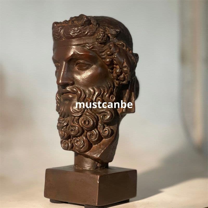 石像ギリシャ酒神ディオニュソス頭部居間 玄関 茶室 執務机 装飾品 工芸品 置物