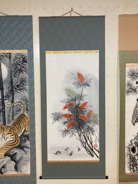 菊地光峰   一品物掛軸　日本画　松樹大鷹