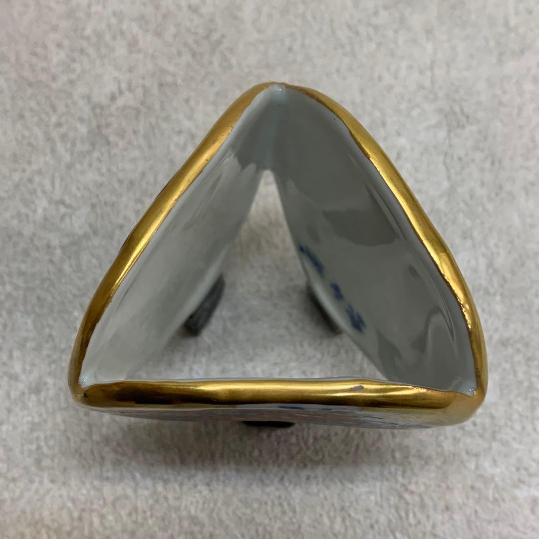 蓋置 高野昭阿弥 団扇 共箱 花鳥 金 茶道具 茶の湯