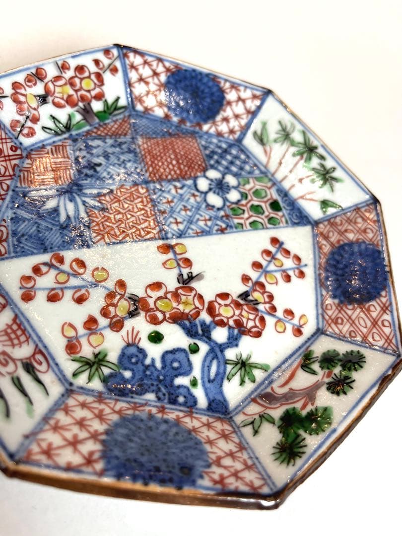 九谷焼　名匠　須田菁華　色絵　祥瑞松竹梅文皿