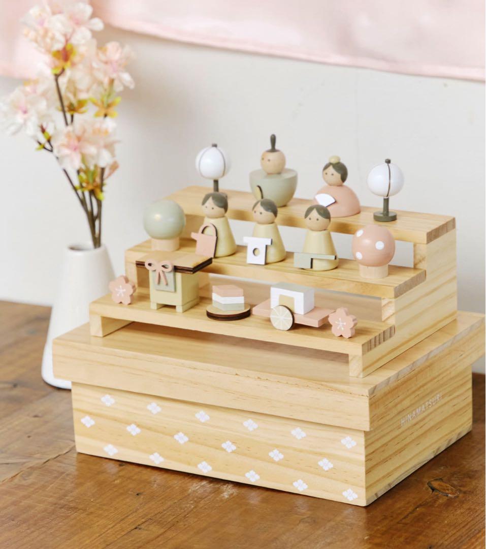 サリュひな祭り　木製雛人形セット