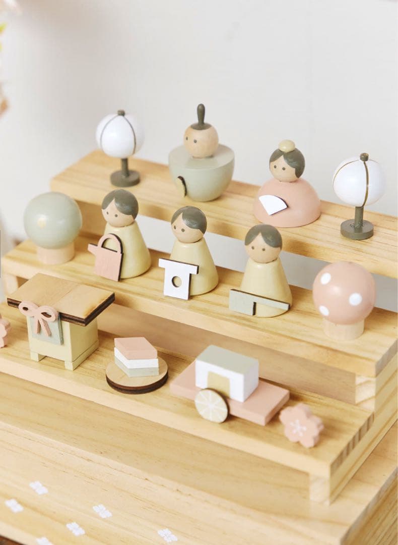 サリュひな祭り　木製雛人形セット