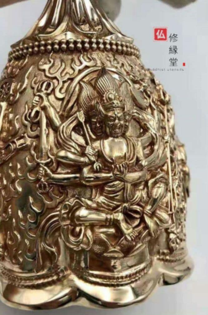 【修縁堂】密教法具 四大明王 法器 金剛鈴 鐘 真鍮製 26cm