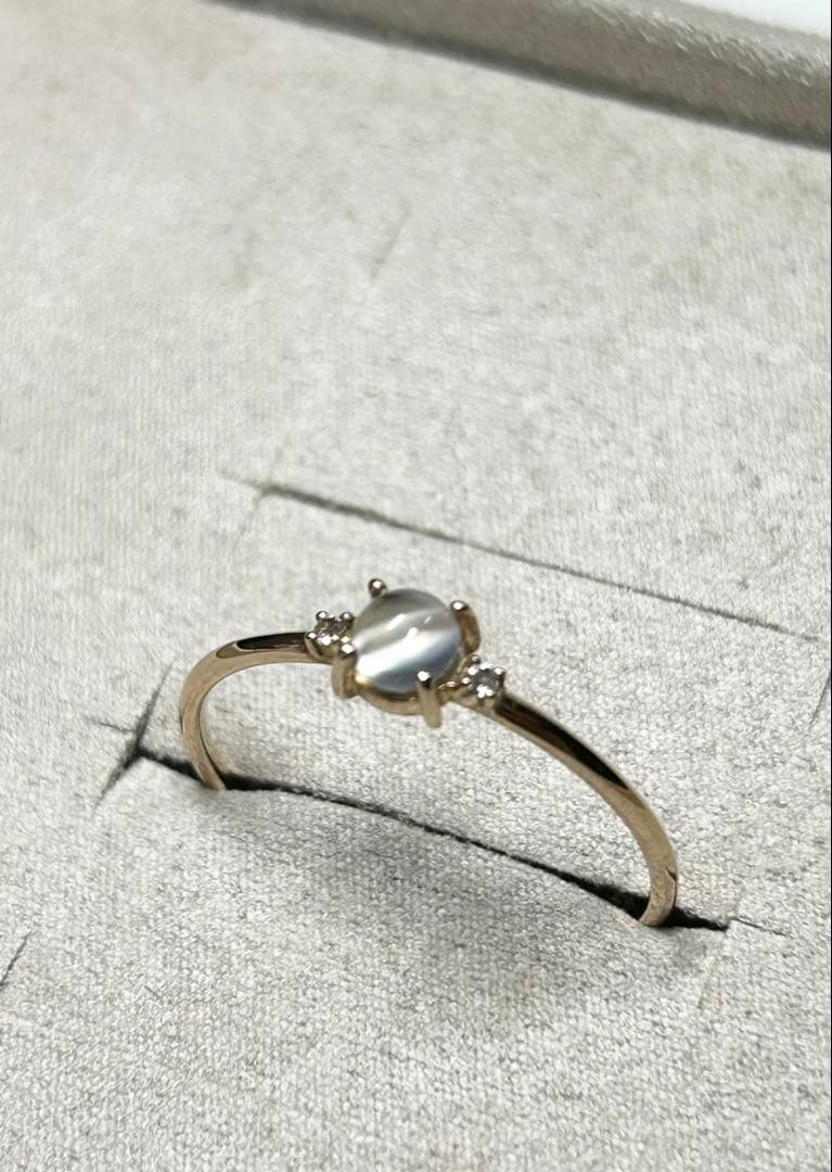 ete K10YG レイヤード ムーンストーン/ホワイトトパーズ リング