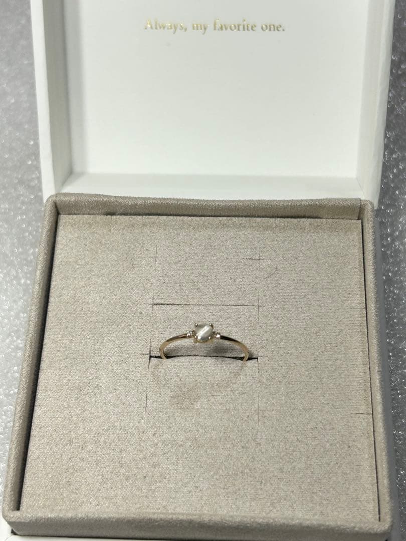 ete K10YG レイヤード ムーンストーン/ホワイトトパーズ リング