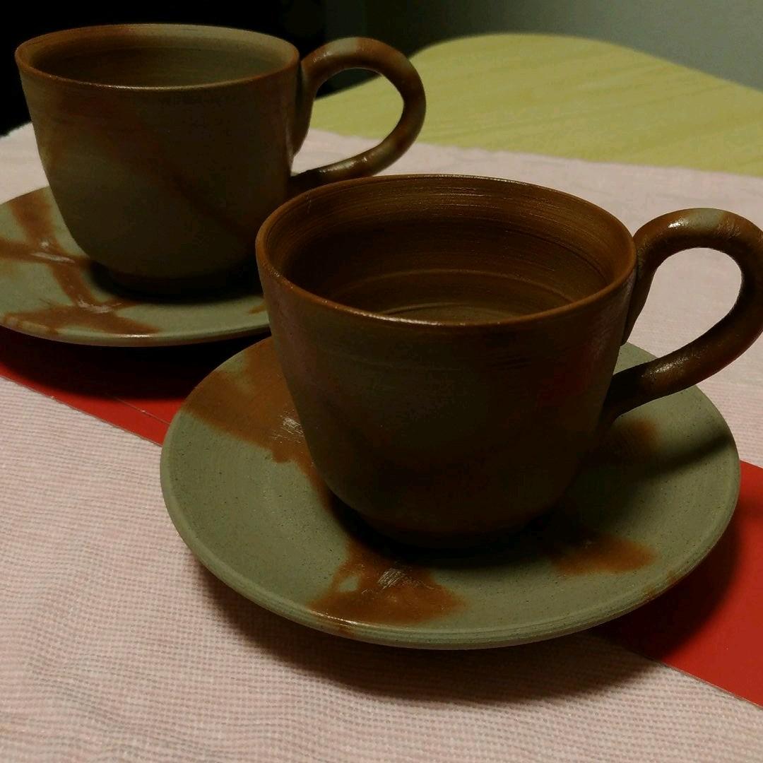 備前焼　カップ&ソーサー2客