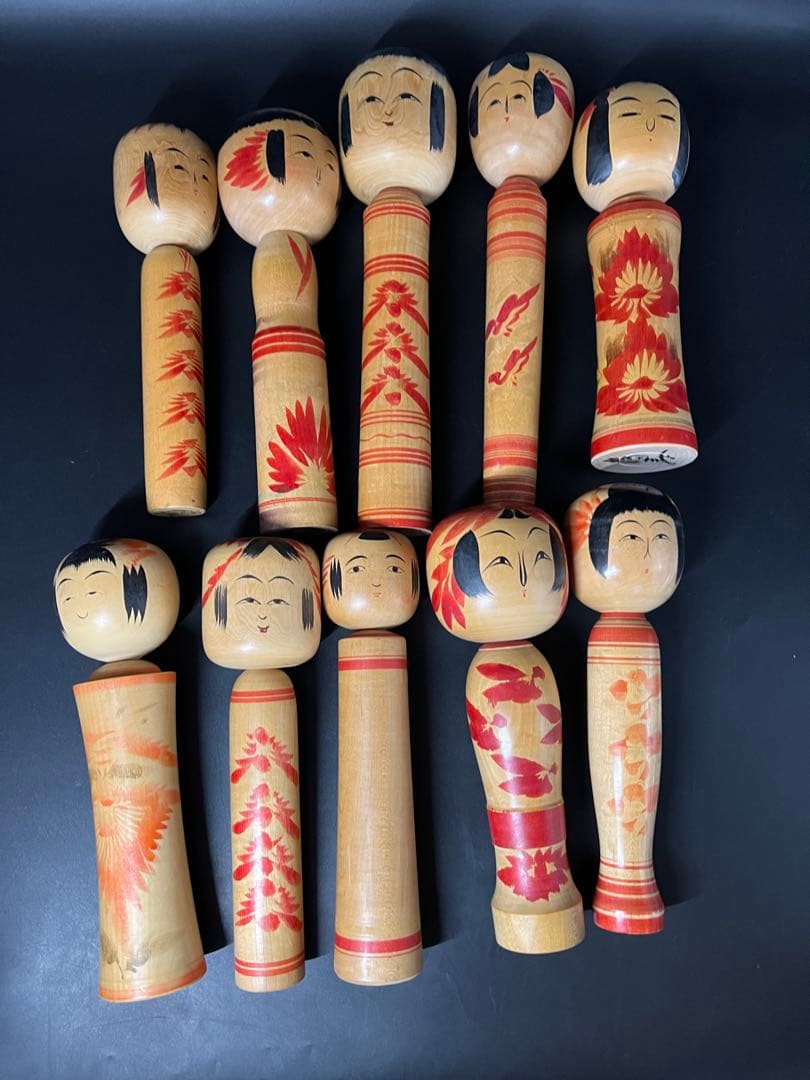 伝統こけし10本セット 会田栄治 岡崎昭一 遊佐福寿 井上ゆき子 我妻与四松ほか
