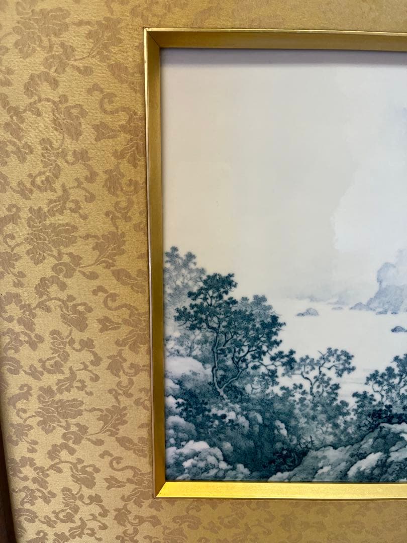 【秀水図】大型陶板額　宝寿窯　陶板額　有田焼　昭和　レトロ