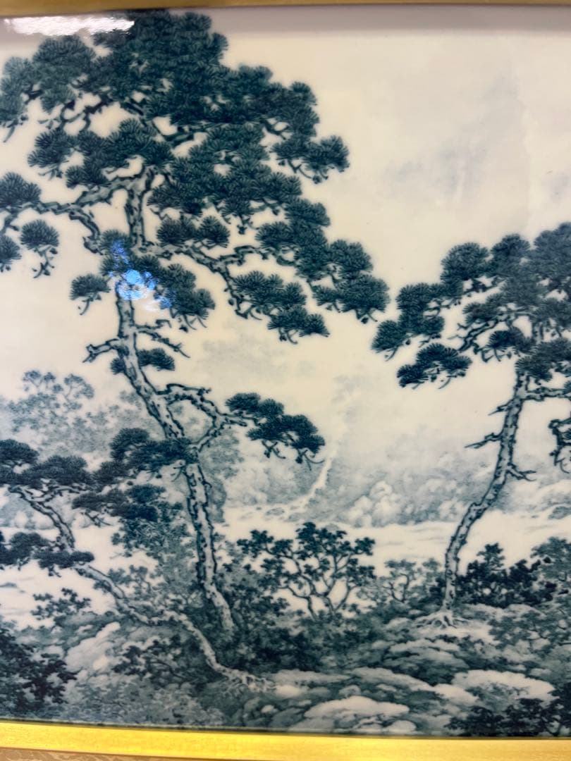 【秀水図】大型陶板額　宝寿窯　陶板額　有田焼　昭和　レトロ