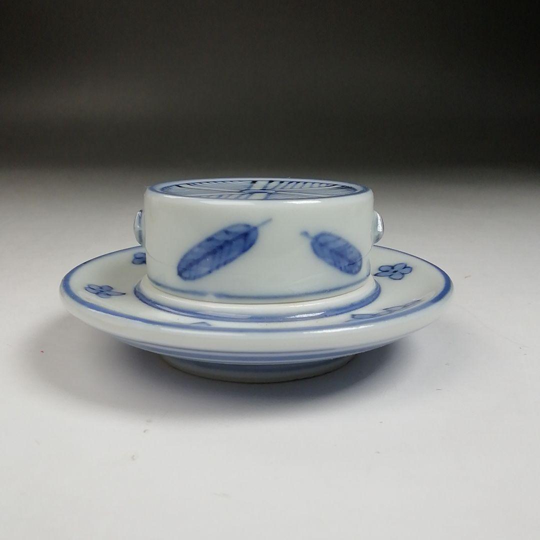 Ｔ９５８　香合　『染付　引臼』『高野昭阿弥 造』　共箱　茶道具