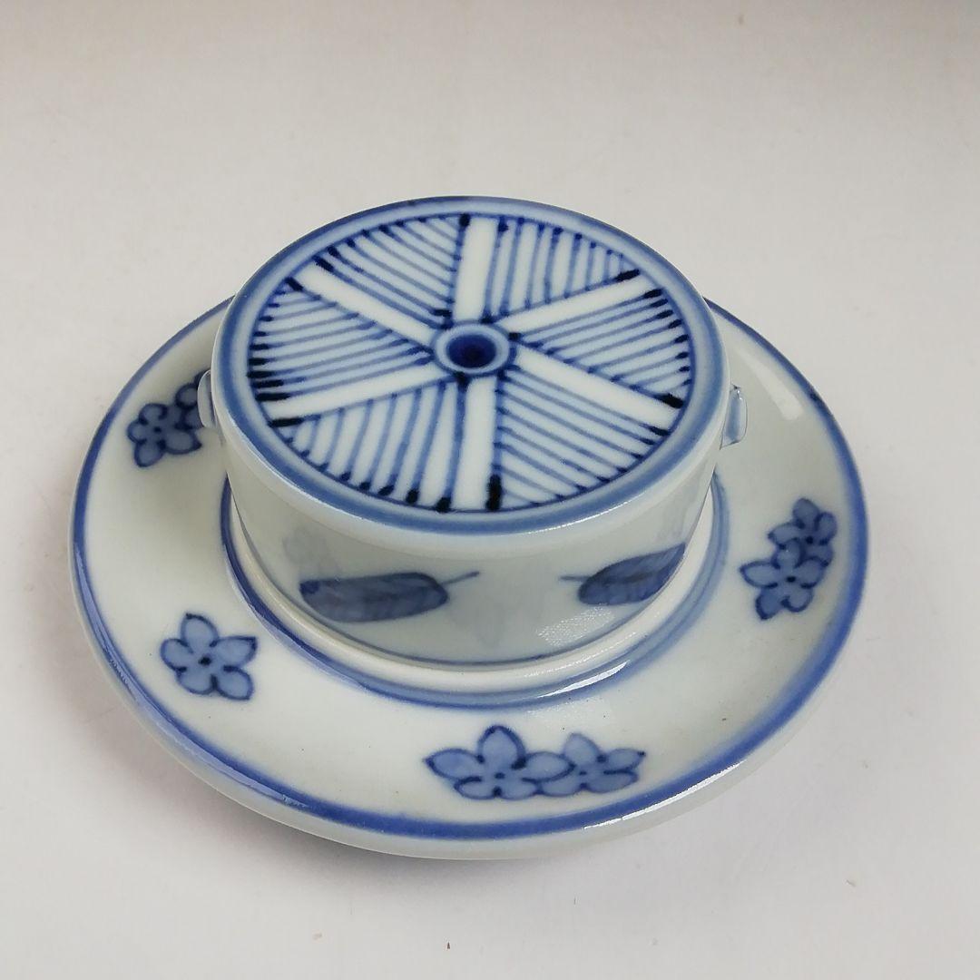 Ｔ９５８　香合　『染付　引臼』『高野昭阿弥 造』　共箱　茶道具