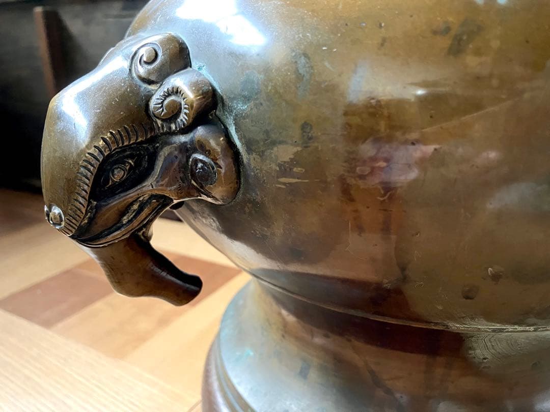 火鉢 一対 獅子耳 時代 骨董 明治 大正 アンティーク 古美術 古道具 レトロ