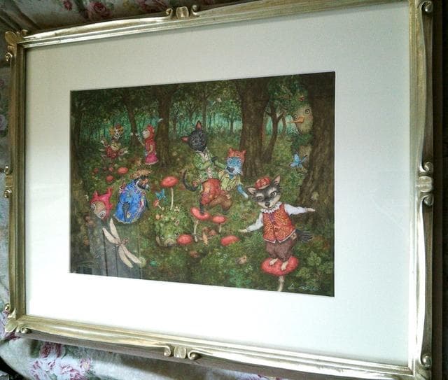 【原画】『キノコワタリ』（動物・森・犬・猫・植物）